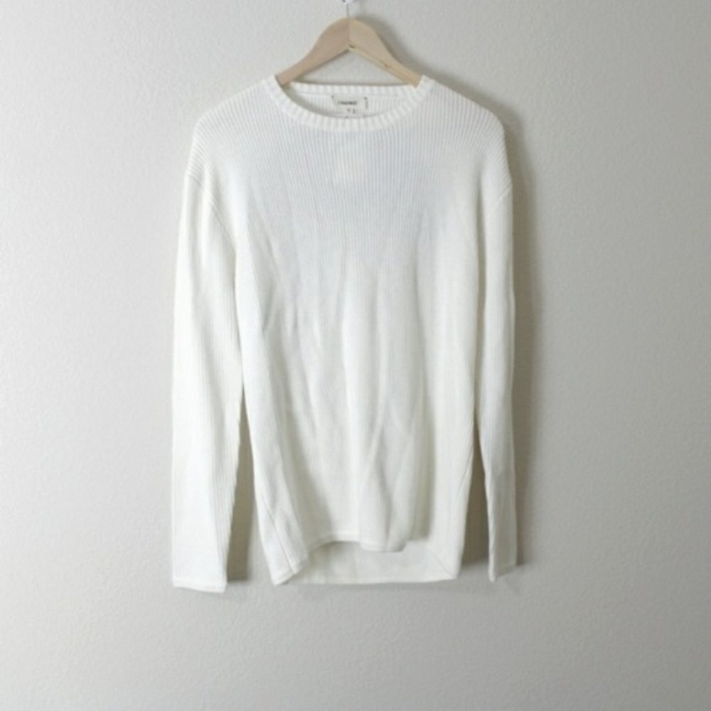 L'AGENCE Cream White Knit Sweater with Black Lace Back Cutout Detail